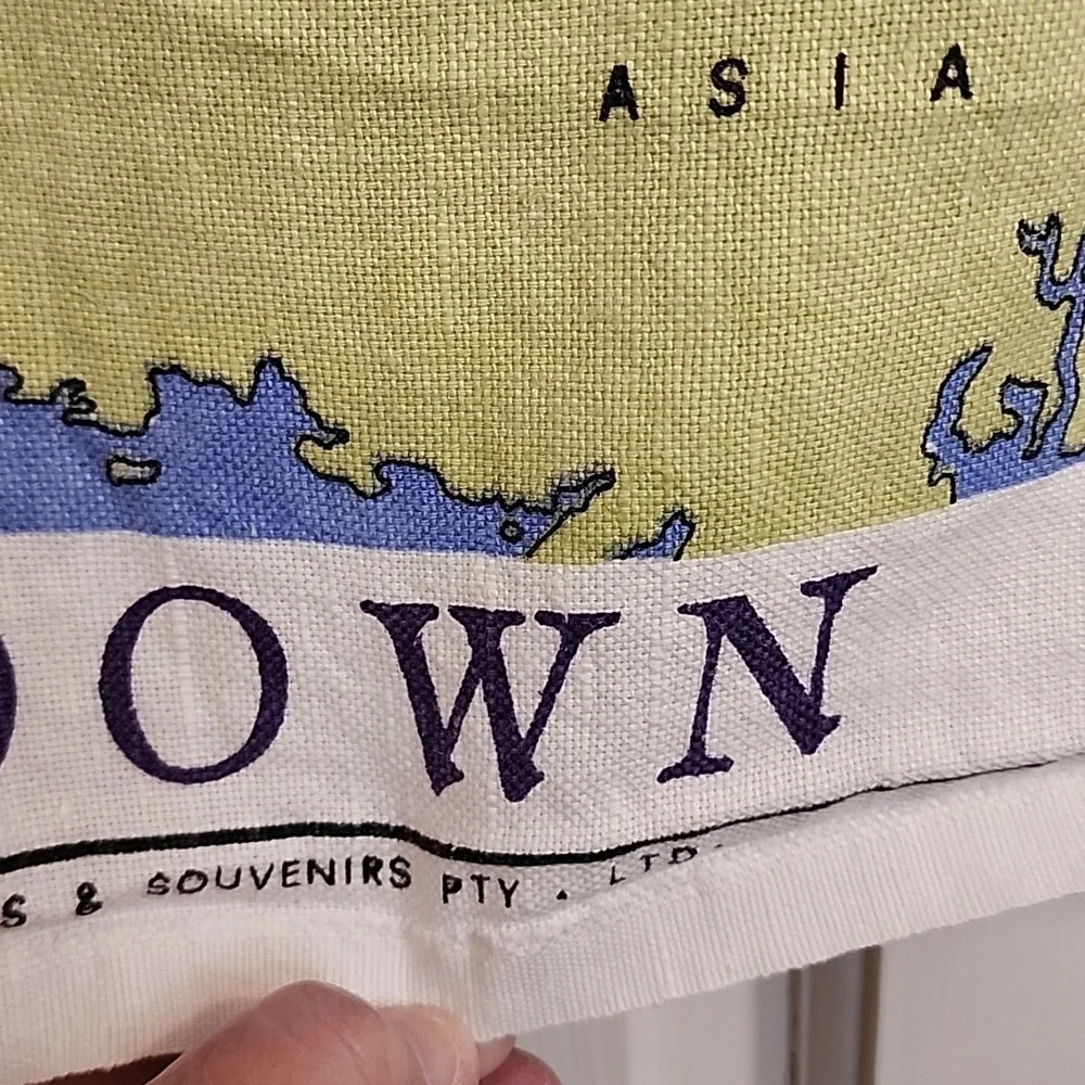 Australia Map Tea Towel - Blue and Multi-Color Unique & Upside Down